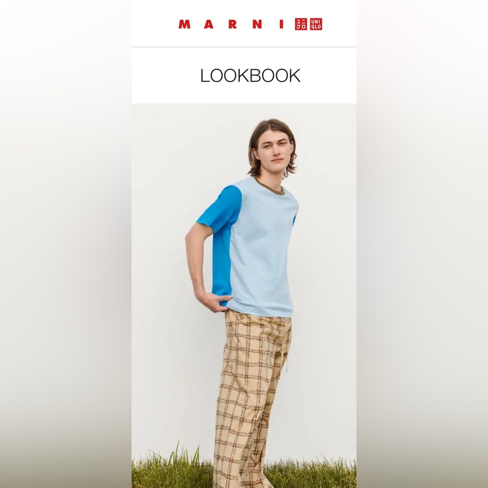 NWOT MARNI Uniqlo Medium Blue Retro T-Shirt